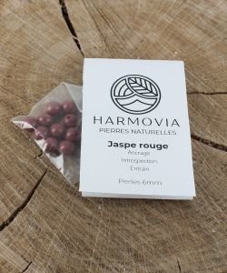 Perles Jaspe Rouge 6mm sur fil 40cm, 1 part